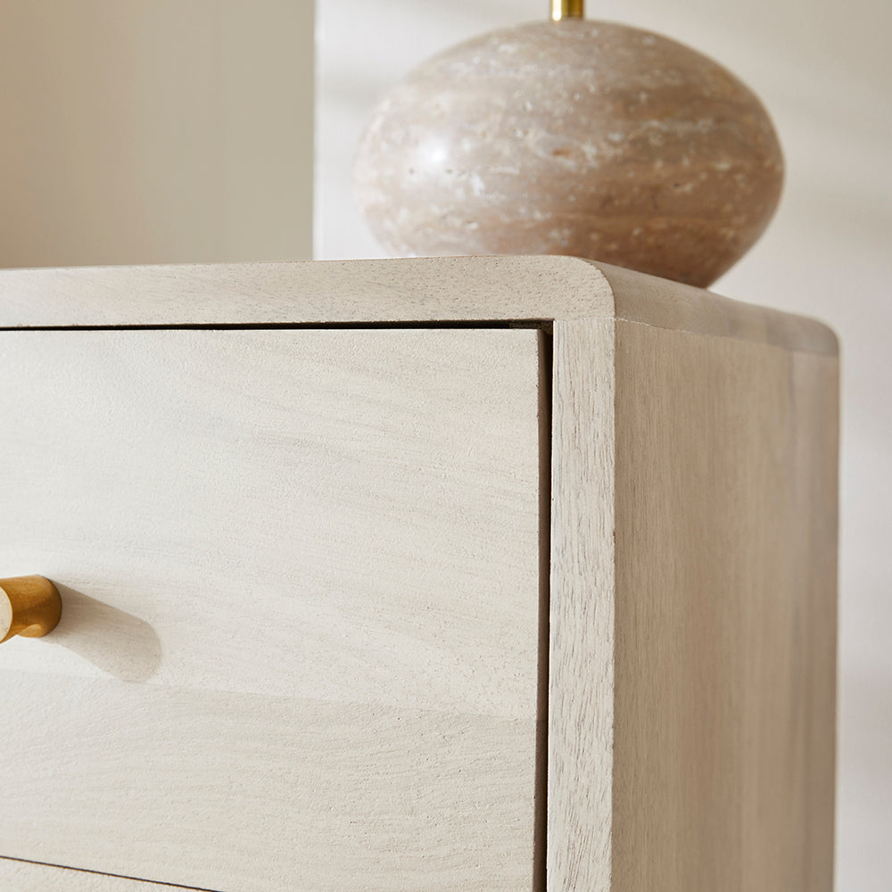 Scandinavian White Oak Logan Narrow Bedside Table Fishe and Lilly