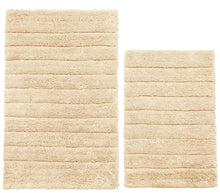 Marlow Ribbed Two Piece Bath Mat Set - 100% Cotton - Stone