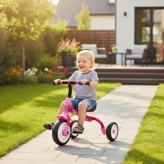 Xootz Switch Rider Folding Balance Bike Trike - Pink