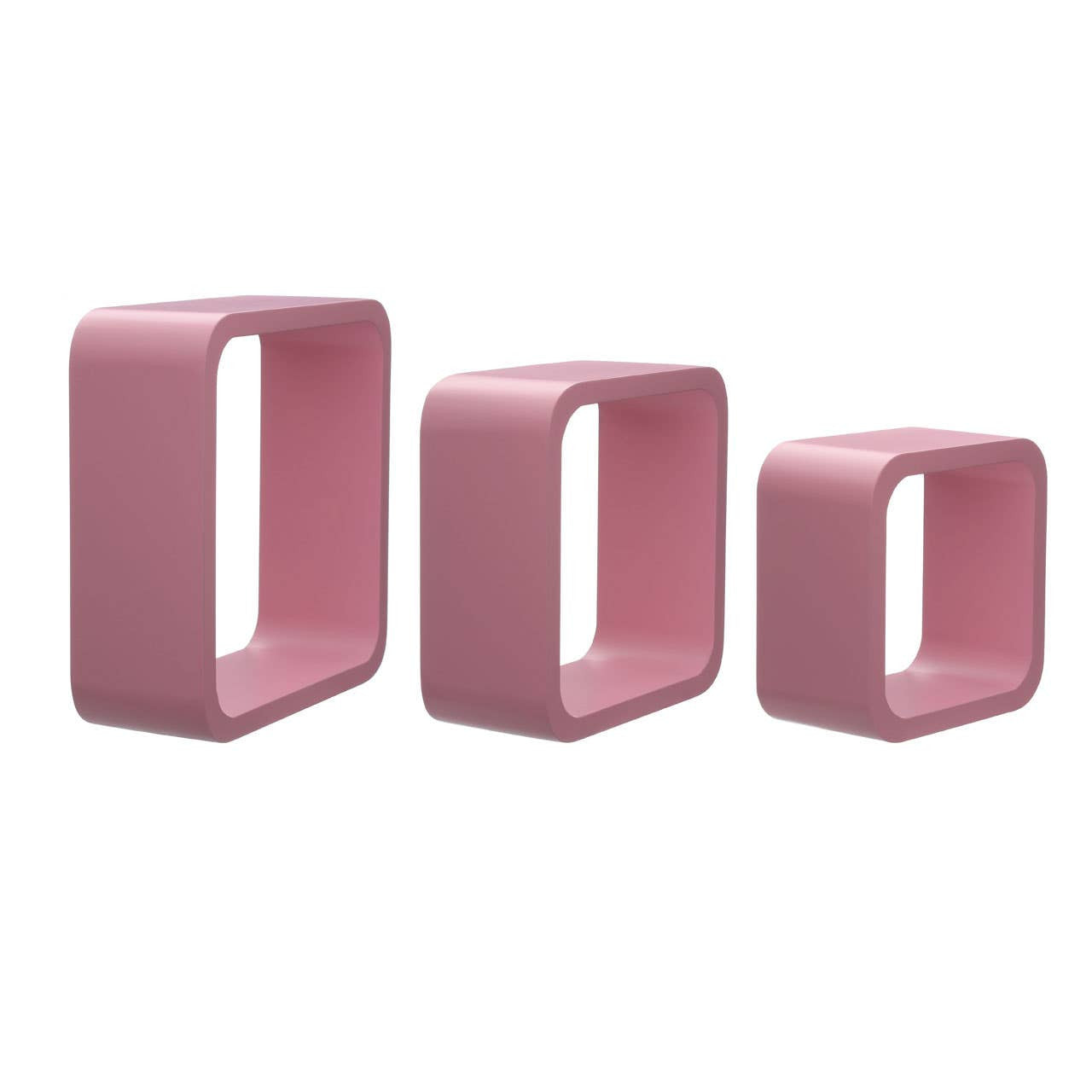 Set Of Three Pink Mdf Wall Cubes House, Home & Garden