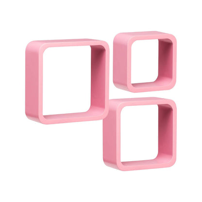 Set Of Three Pink Mdf Wall Cubes House, Home & Garden