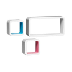 Set Of Three Varied White Wall Cubes House, Home & Garden