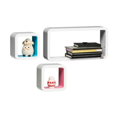 Set Of Three Varied White Wall Cubes House, Home & Garden