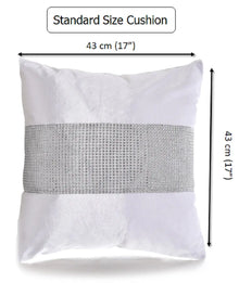 Set of 4 White Crushed Velvet Cushion Covers Diamante Embellished 43 x 43 cm AK Kin Garden Supplies