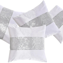 Set of 4 White Crushed Velvet Cushion Covers Diamante Embellished 43 x 43 cm AK Kin Garden Supplies