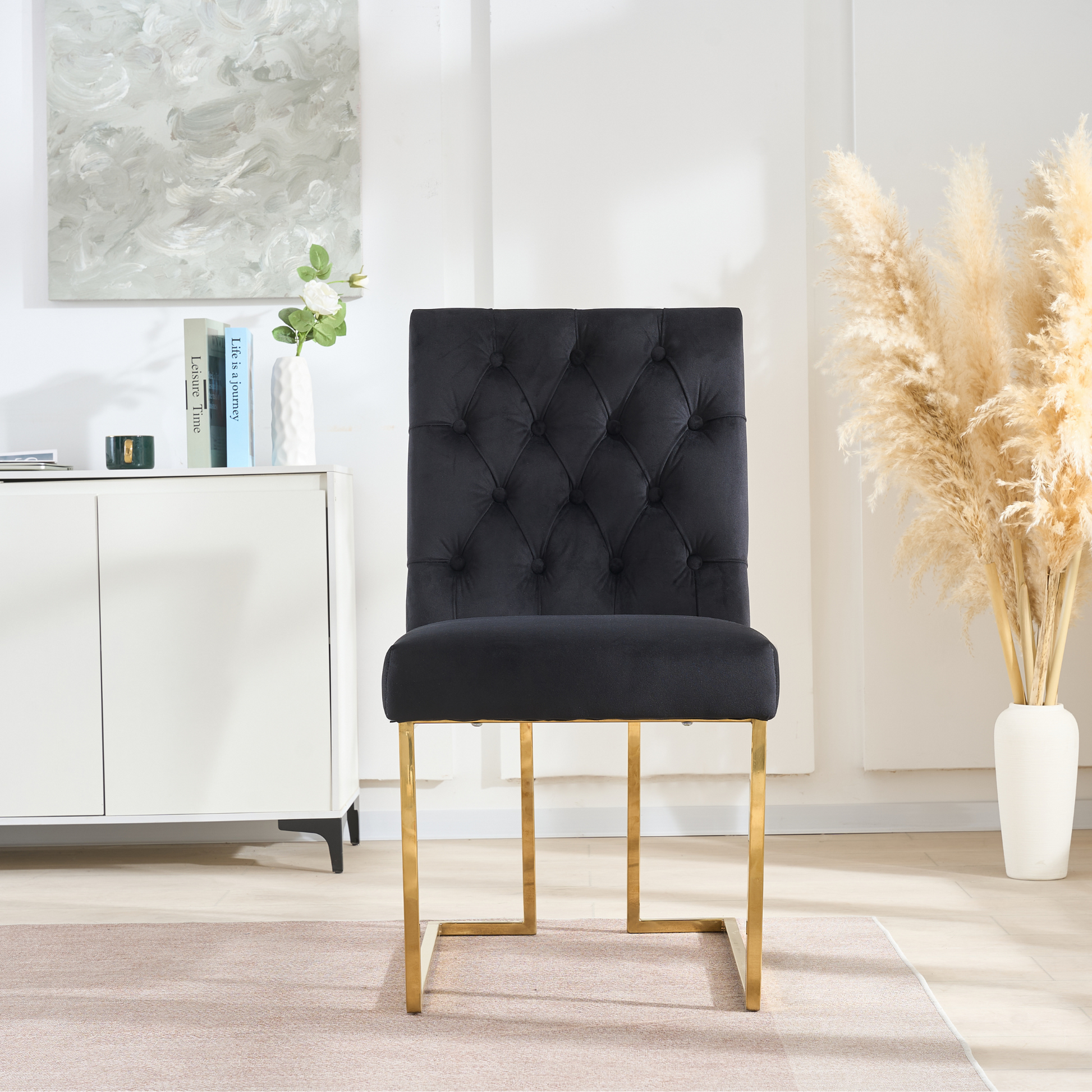 Siena Tufted Velvet Dining Chair – Gold Frame, Modern Luxury Accent PN Home
