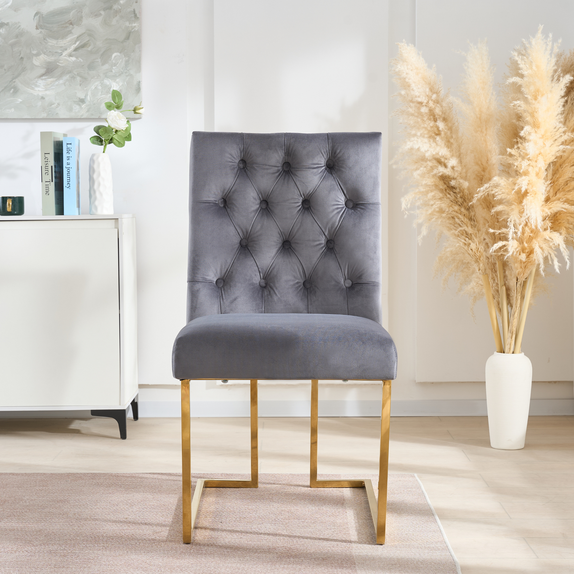 Siena Tufted Velvet Dining Chair – Gold Frame, Modern Luxury Accent PN Home
