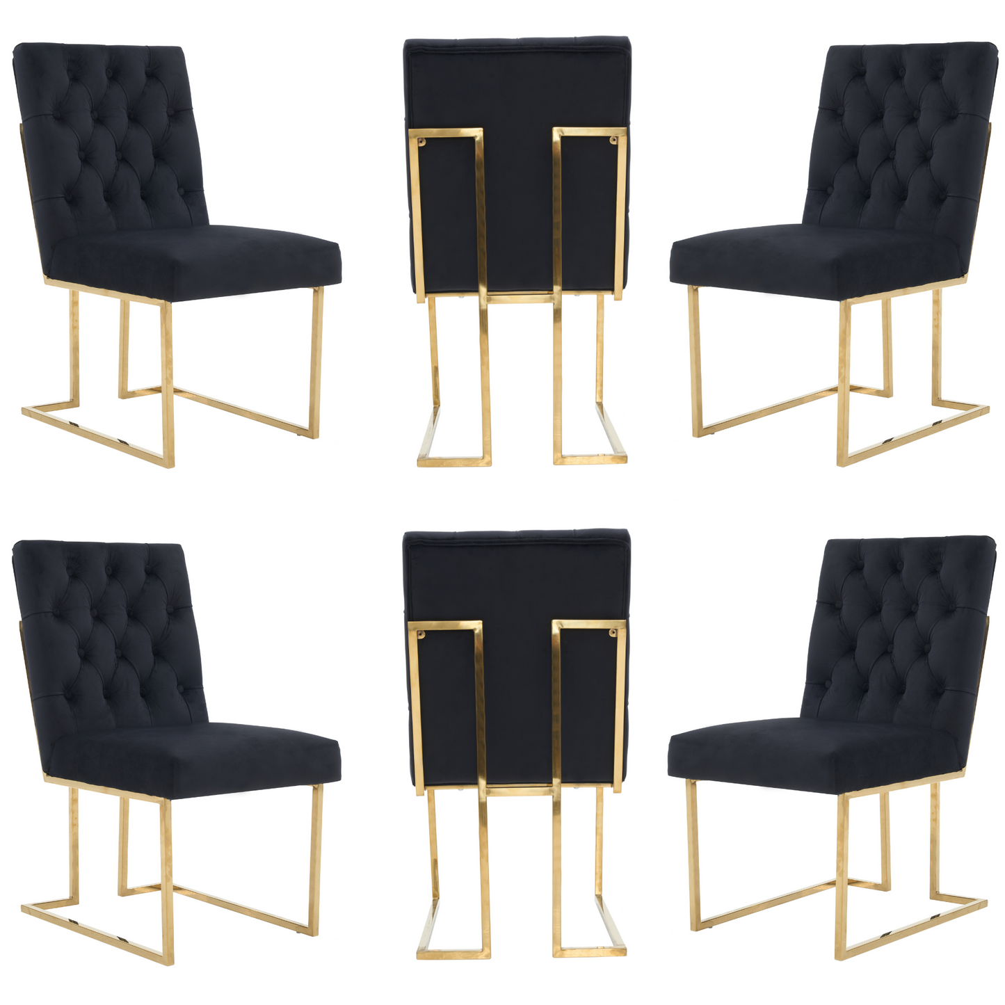 Siena Tufted Velvet Dining Chair – Gold Frame, Modern Luxury Accent PN Home