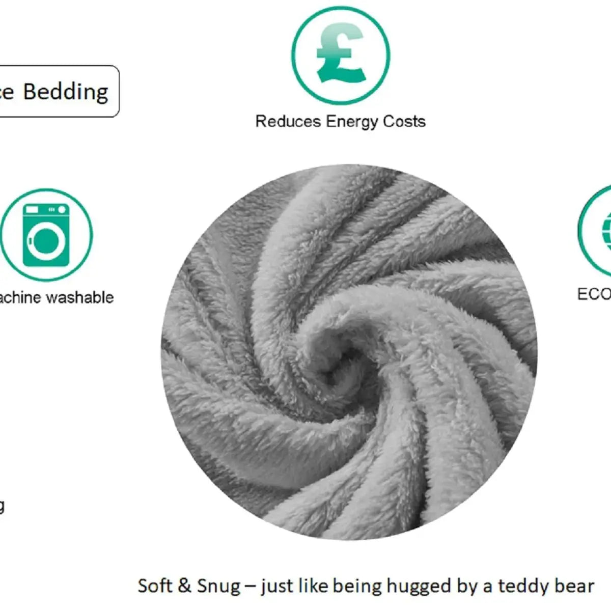 Silver Soft Touch Retro Ruched Teddy Bear Fleece Embellished Single Duvet Set AK Kin Garden Supplies