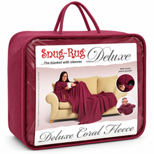 Snug-Rug Deluxe Wearable Blanket with Sleeves & Pouch Pocket – Mulberry Red Coral Fleece