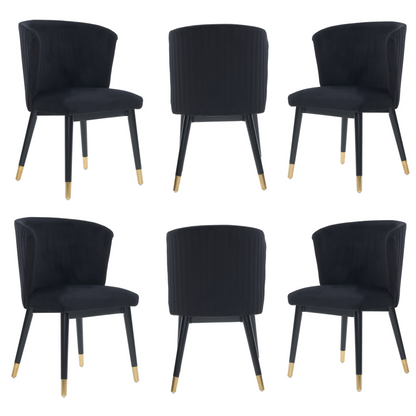 Sofina Modern Velvet Dining Chair with Tufted Back – Wooden Frame & Gold-Tipped Rubberwood Legs PN Home