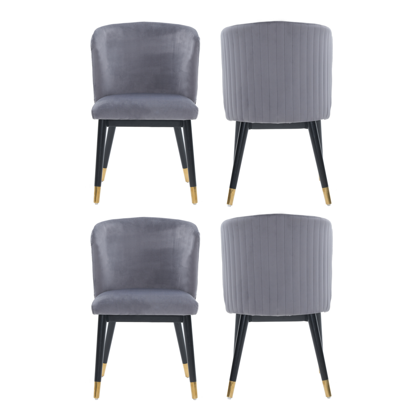 Sofina Modern Velvet Dining Chair with Tufted Back – Wooden Frame & Gold-Tipped Rubberwood Legs PN Home