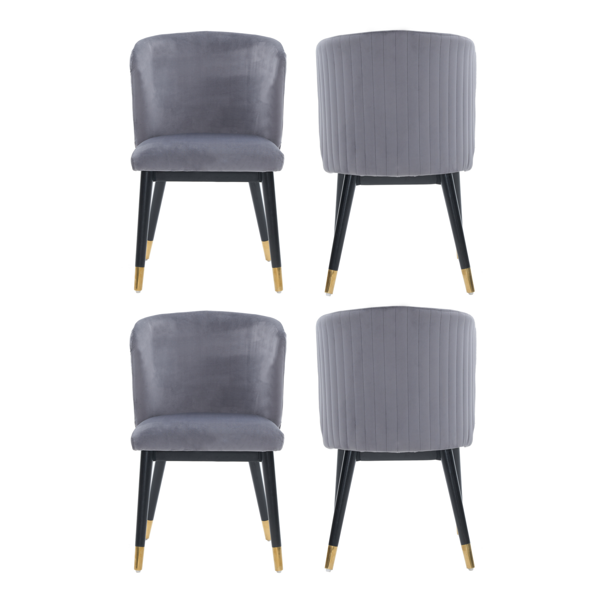 Sofina Modern Velvet Dining Chair with Tufted Back – Wooden Frame & Gold-Tipped Rubberwood Legs PN Home