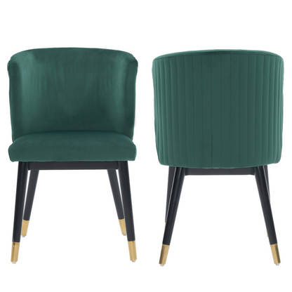 Sofina Modern Velvet Dining Chair with Tufted Back – Wooden Frame & Gold-Tipped Rubberwood Legs PN Home