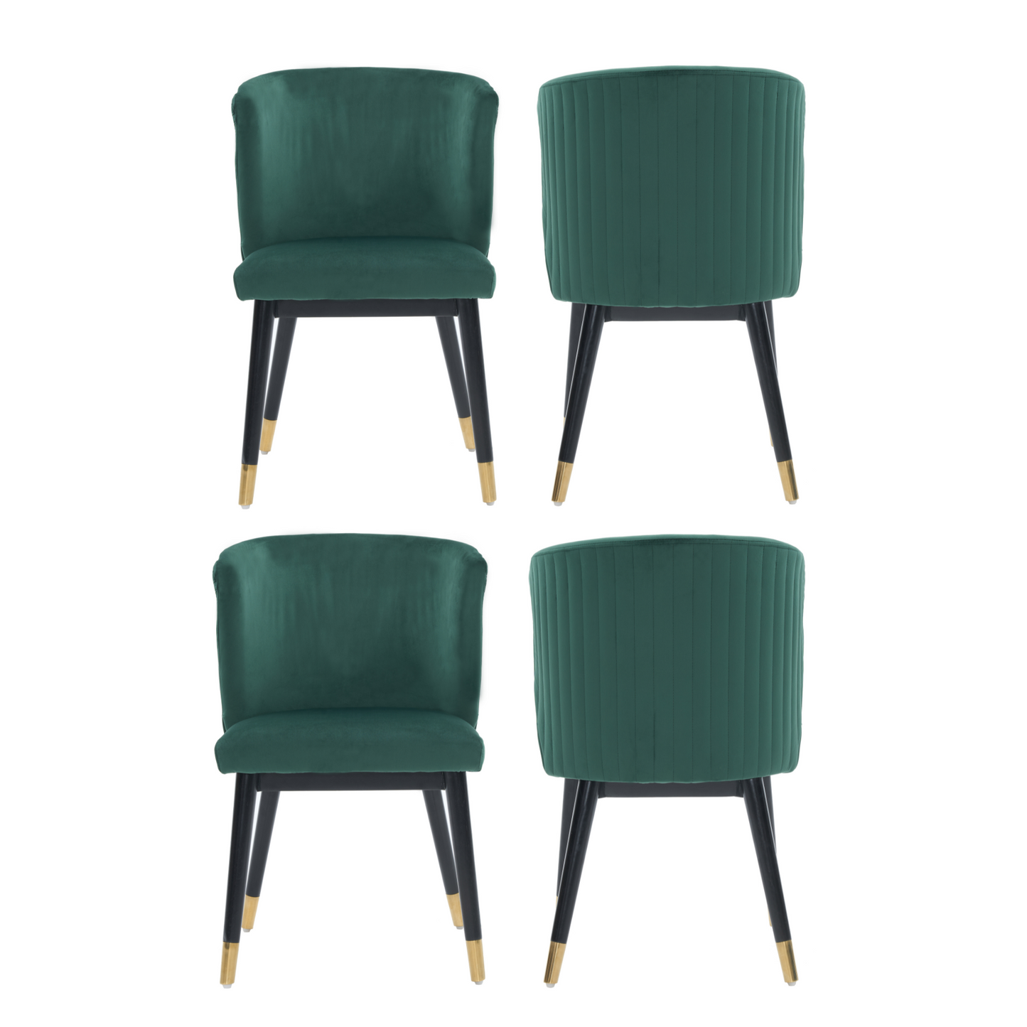 Sofina Modern Velvet Dining Chair with Tufted Back – Wooden Frame & Gold-Tipped Rubberwood Legs PN Home