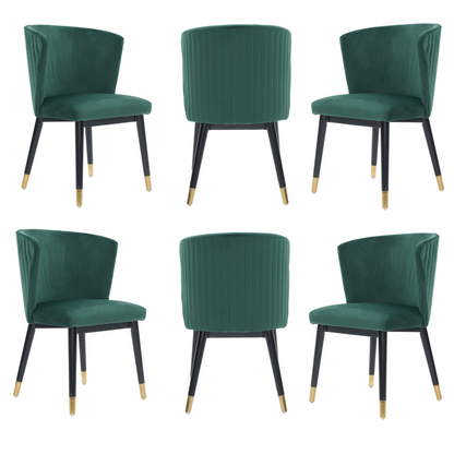 Sofina Modern Velvet Dining Chair with Tufted Back – Wooden Frame & Gold-Tipped Rubberwood Legs PN Home