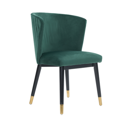 Sofina Modern Velvet Dining Chair with Tufted Back – Wooden Frame & Gold-Tipped Rubberwood Legs PN Home