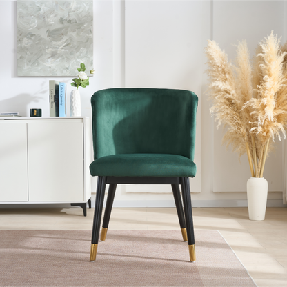 Sofina Modern Velvet Dining Chair with Tufted Back – Wooden Frame & Gold-Tipped Rubberwood Legs PN Home