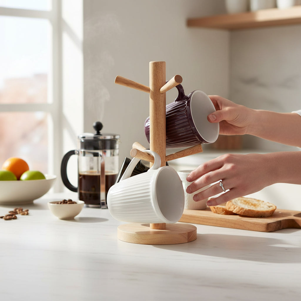 Soka Rubberwood 6-Cup Mug Tree House, Home & Garden