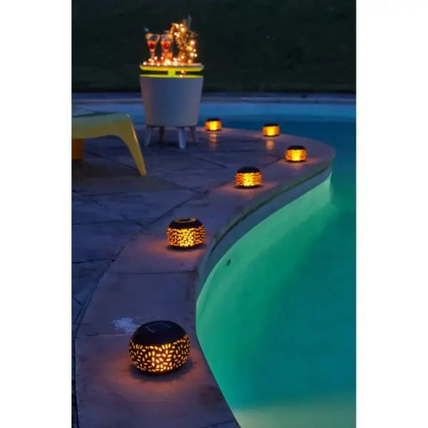Solar Flame Lantern 11cm Black AK Kin Garden Supplies