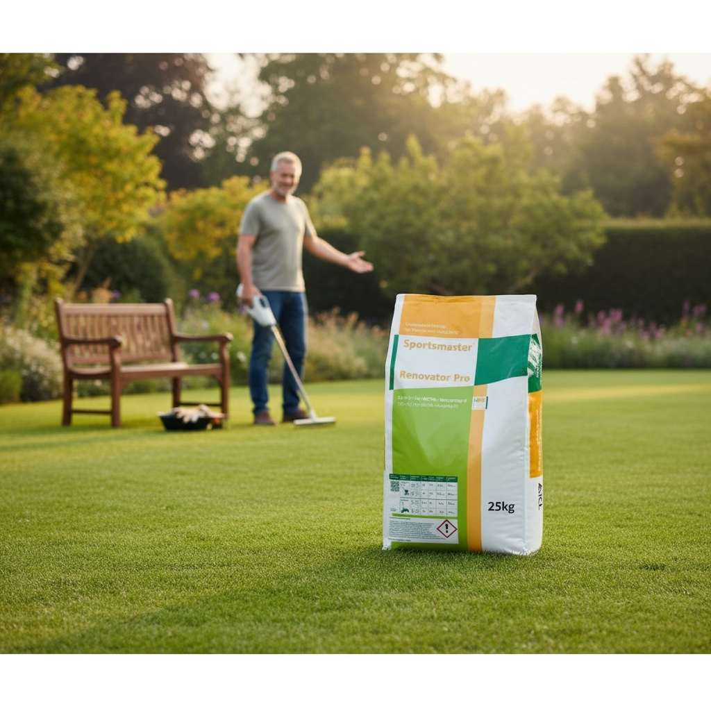 Sportsmaster Renovator Pro Weed Feed & Mosskiller 25kg AK Kin Garden Supplies