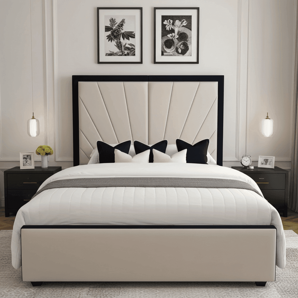 Sunrise Bed Frame – Handmade UK Bed with Floor-Standing Headboard UK Beds Direct ltd