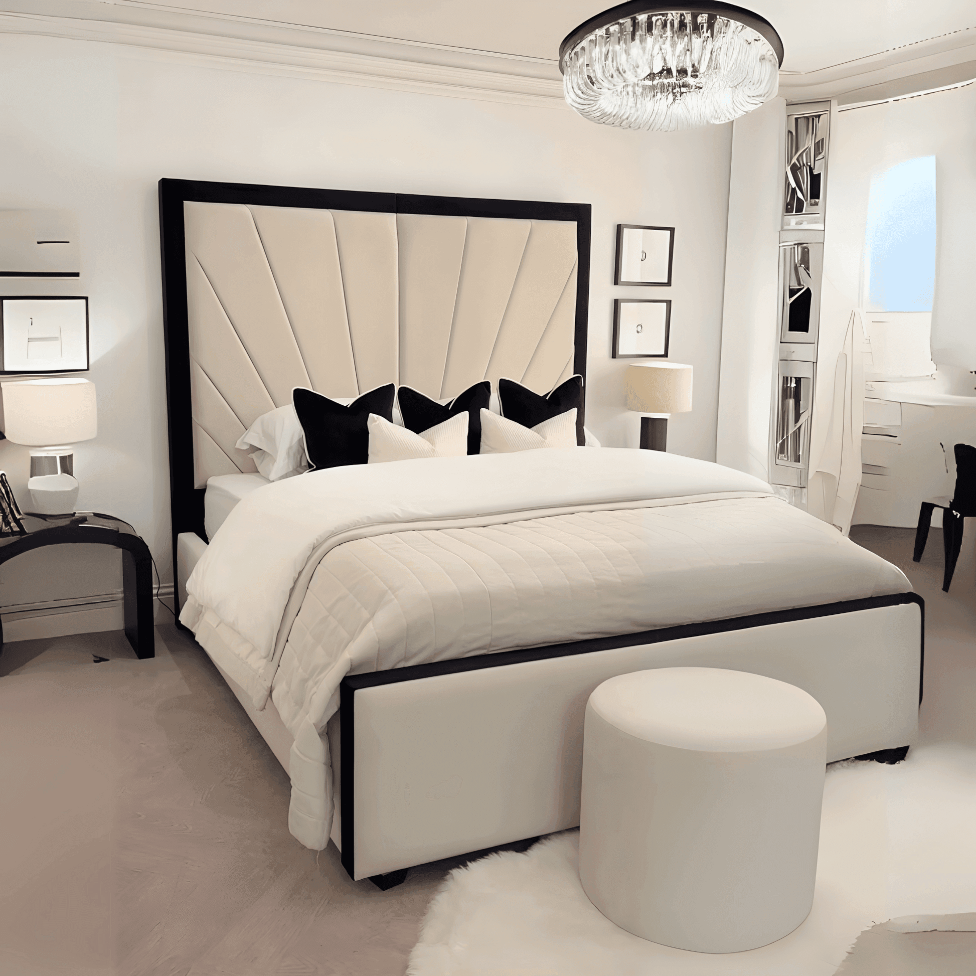 Sunrise Bed Frame – Handmade UK Bed with Floor-Standing Headboard UK Beds Direct ltd