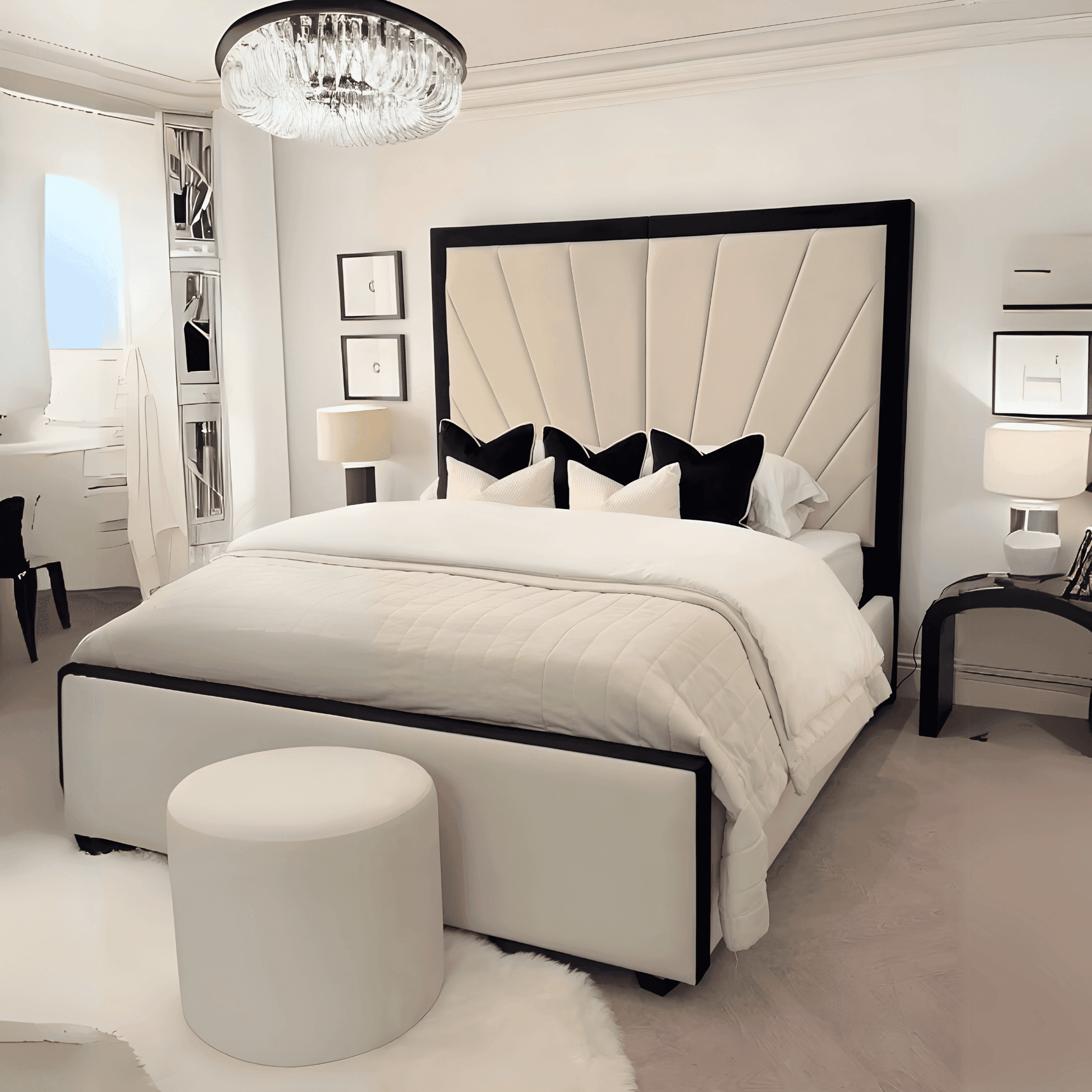 Sunrise Bed Frame – Handmade UK Bed with Floor-Standing Headboard UK Beds Direct ltd