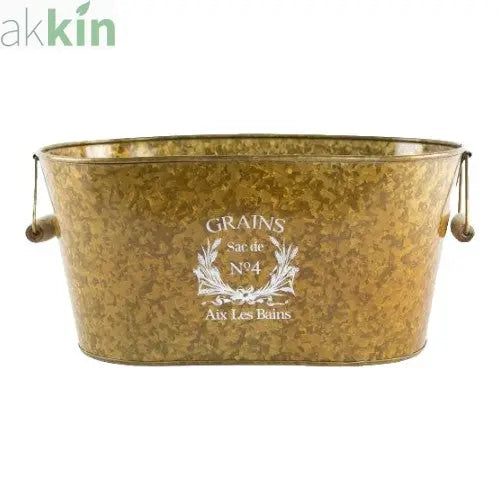 Tin Trough Antique Brass 36cm AK Kin Garden Supplies