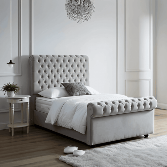 Traditional Sleigh Bed Frame – Chesterfield Design UK Beds Direct ltd
