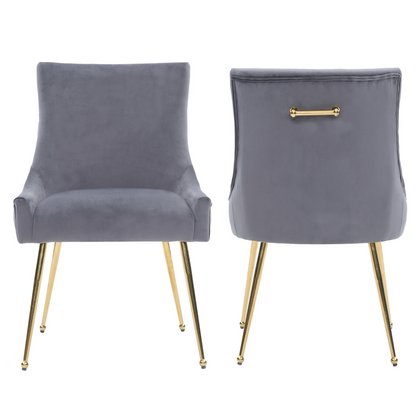 Viviana Velvet Dining Chair – Gold Legs, Ring Handle & Modern Accent PN Home