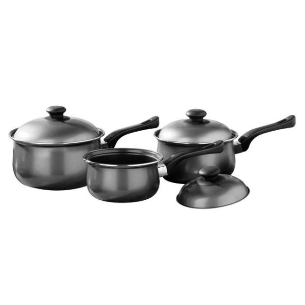 Viggo 3 Piece Silver Saucepan Set with Lids House, Home & Garden