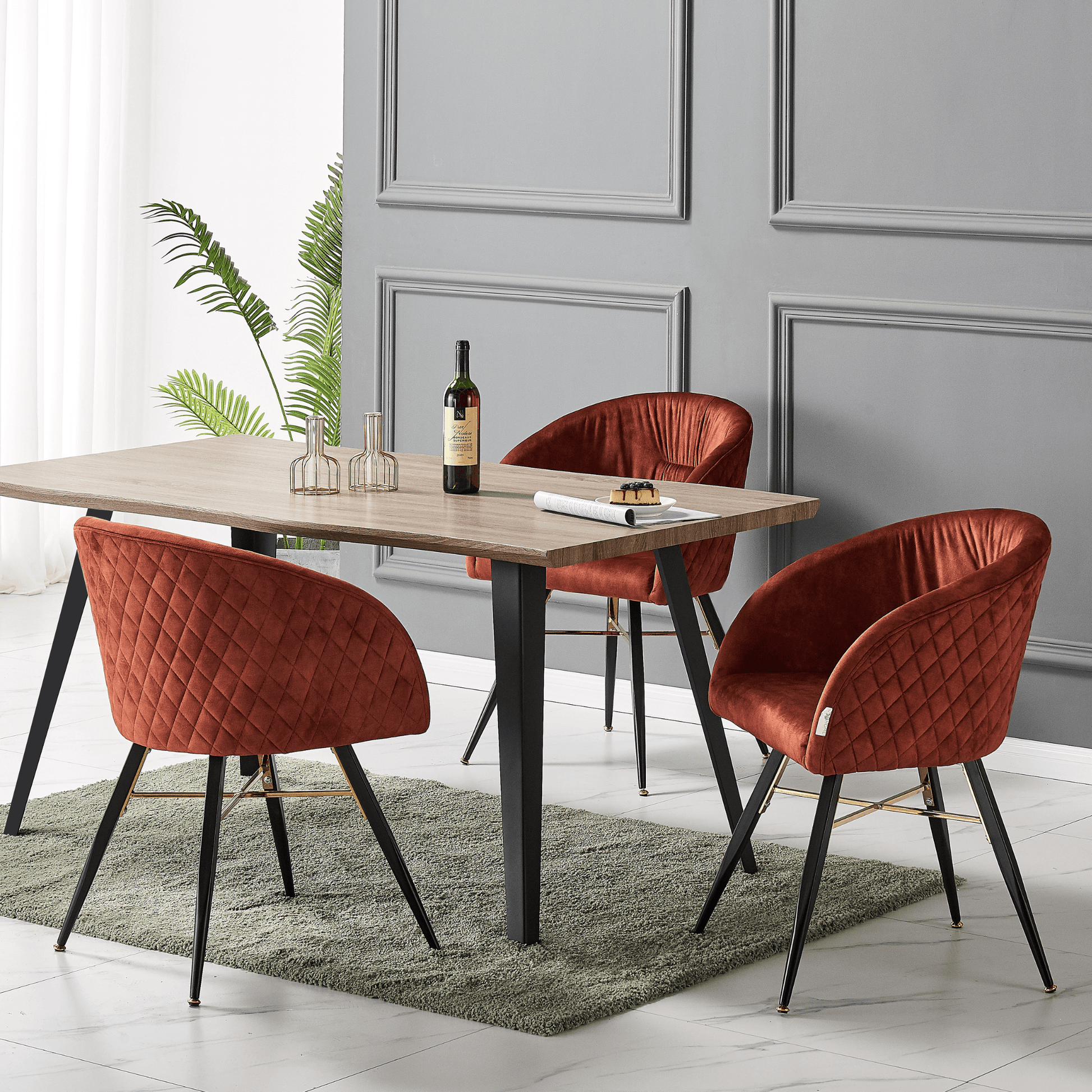 Vittorio LUX Velvet Dining Chair with Metal Legs - Perfect for Dining Room Living Room PN Home