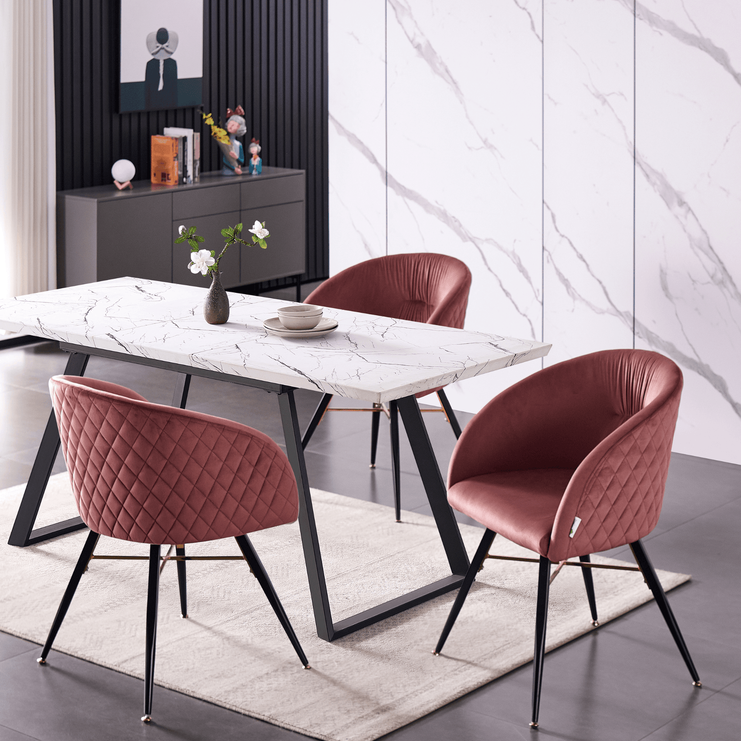Vittorio LUX Velvet Dining Chair with Metal Legs - Perfect for Dining Room Living Room PN Home