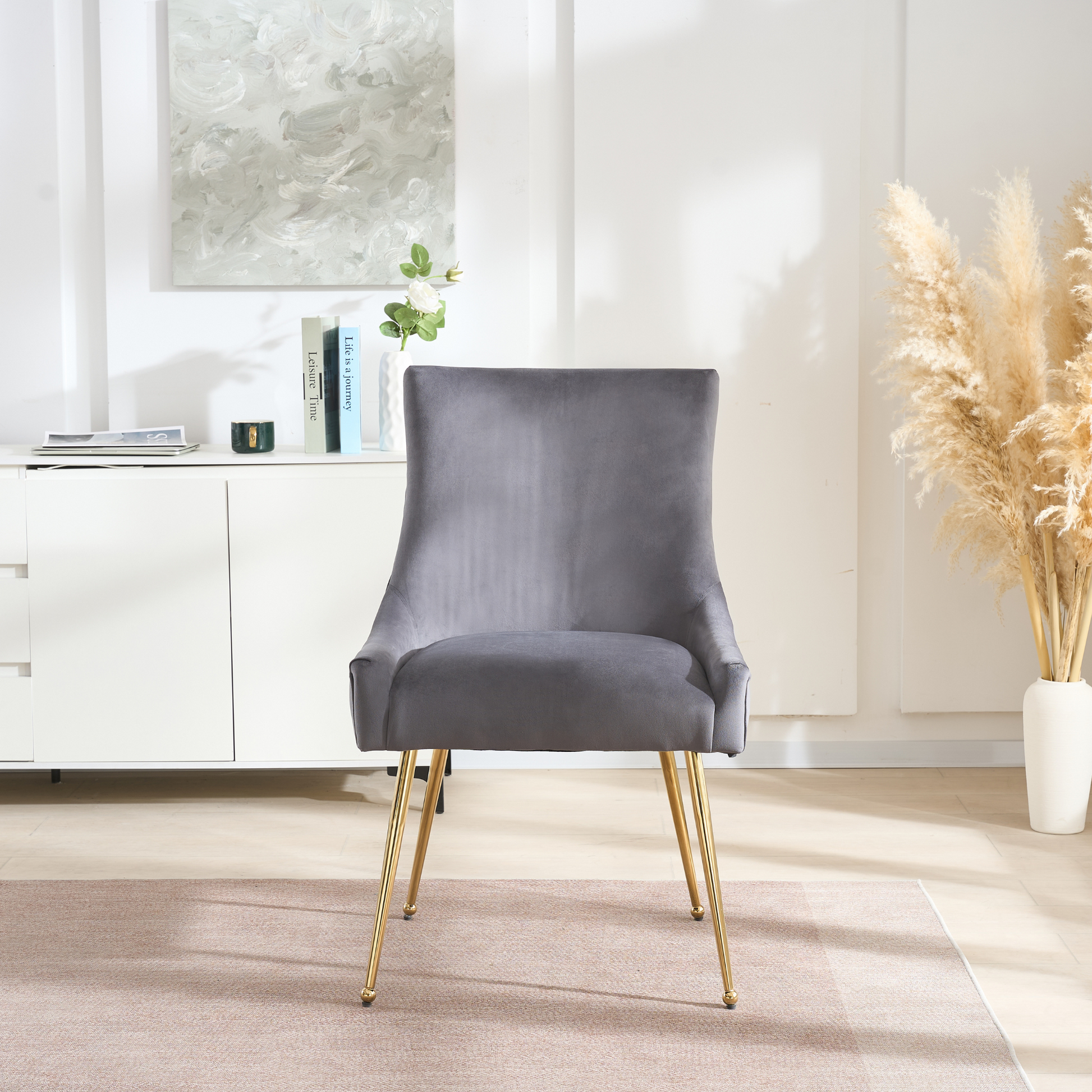 Viviana Velvet Dining Chair – Gold Legs, Ring Handle & Modern Accent PN Home