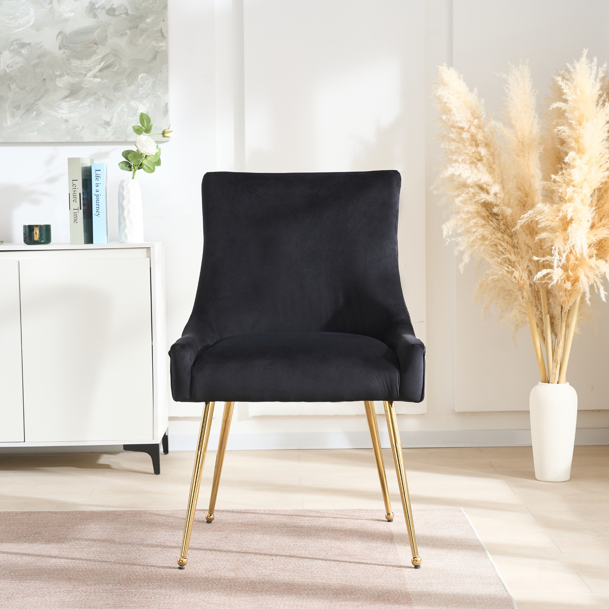 Viviana Velvet Dining Chair – Gold Legs, Ring Handle & Modern Accent PN Home