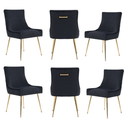 Viviana Velvet Dining Chair – Gold Legs, Ring Handle & Modern Accent PN Home