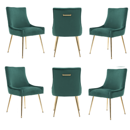 Viviana Velvet Dining Chair – Gold Legs, Ring Handle & Modern Accent PN Home