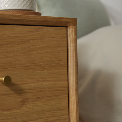 Wright Narrow Oak Bedside Table Fishe and Lilly
