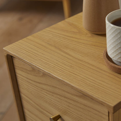 Wright Narrow Oak Bedside Table Fishe and Lilly