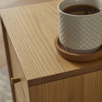 Wright Narrow Oak Bedside Table Fishe and Lilly