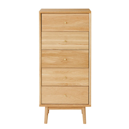 Wright Oak Tallboy Chest of 5 Drawers Fishe and Lilly