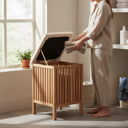 Walnut Wood Storage Stool House, Home & Garden