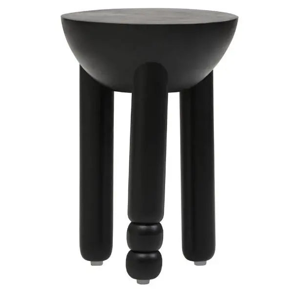 Walsa Black Finish Mango Wood Column Detail Round Side Table D35cm x H50cm AK Kin Garden Supplies