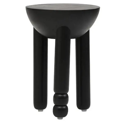 Walsa Black Finish Mango Wood Column Detail Round Side Table D35cm x H50cm AK Kin Garden Supplies