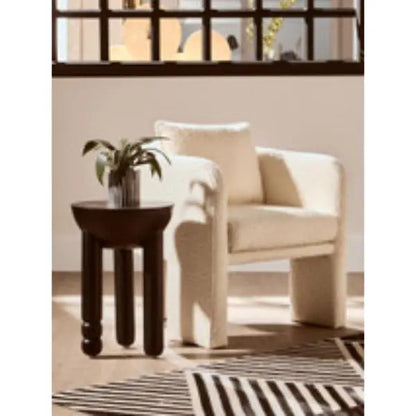 Walsa Black Finish Mango Wood Column Detail Round Side Table D35cm x H50cm AK Kin Garden Supplies