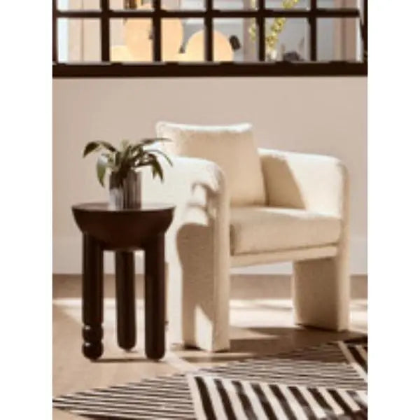 Walsa Black Finish Mango Wood Column Detail Round Side Table D35cm x H50cm AK Kin Garden Supplies