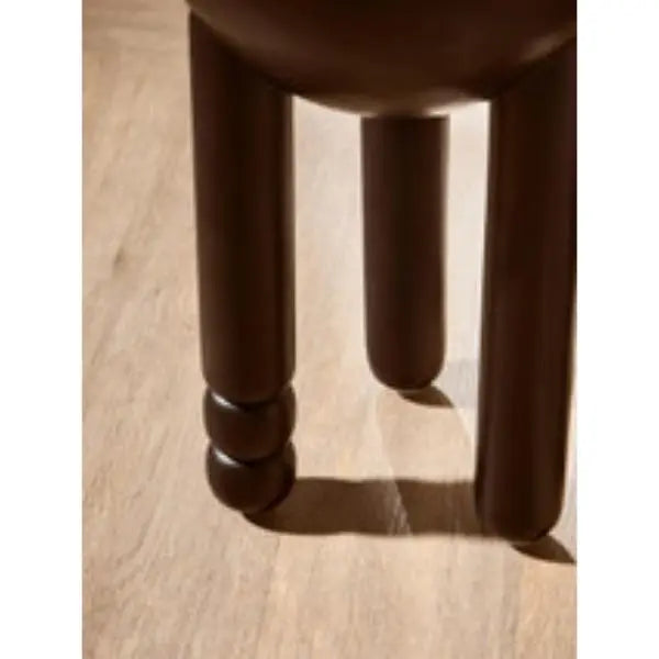 Walsa Black Finish Mango Wood Column Detail Round Side Table D35cm x H50cm AK Kin Garden Supplies