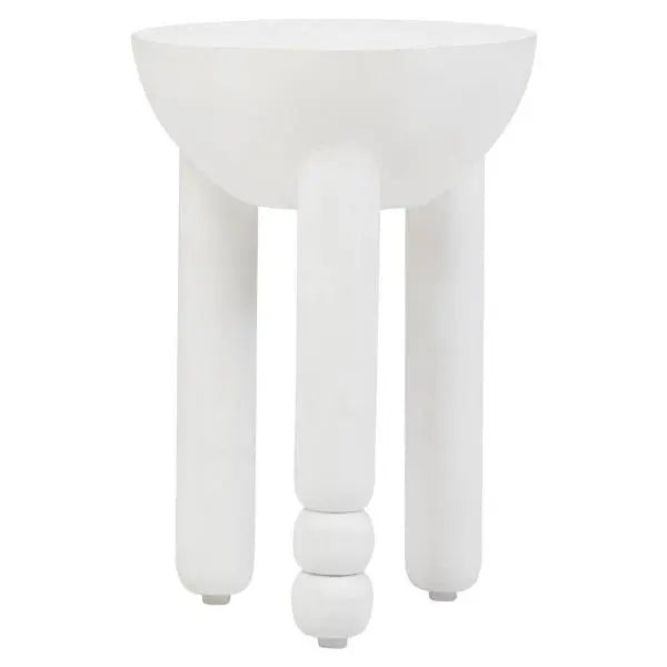 Walsa Whitewash Mango Wood Column Detail Round Side Table D35cm x H50cm AK Kin Garden Supplies