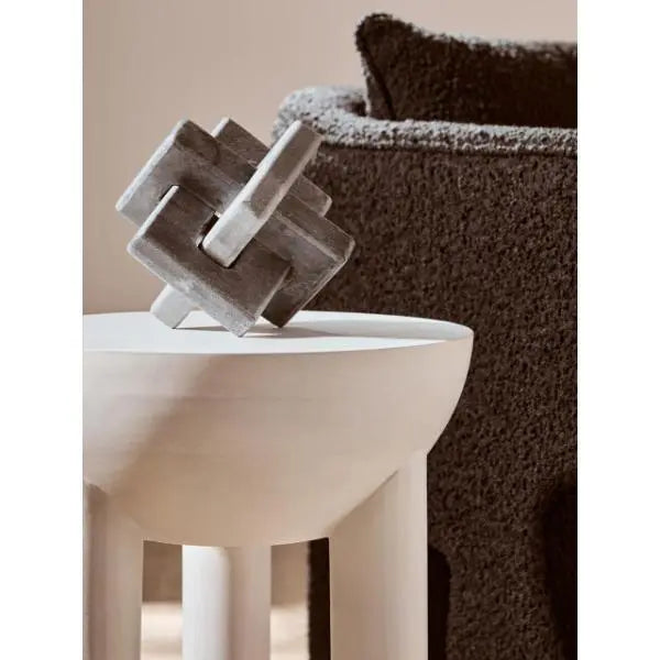 Walsa Whitewash Mango Wood Column Detail Round Side Table D35cm x H50cm AK Kin Garden Supplies